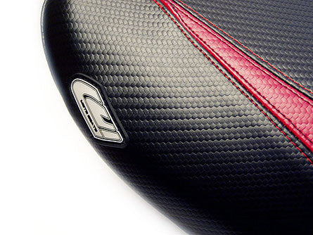 LUIMOTO (Raven Edition) Rider Seat Covers for the YAMAHA YZF-R6 (03-05) and YZF-R6S (06-09)