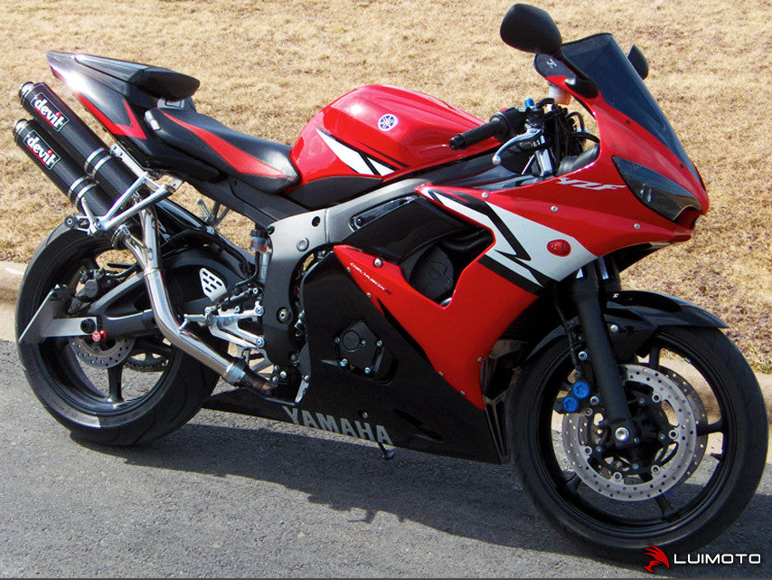 LUIMOTO (Raven Edition) Rider Seat Covers for the YAMAHA YZF-R6 (03-05) and YZF-R6S (06-09)