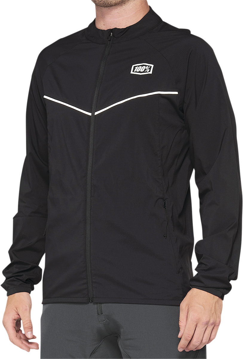 100% Corridor Stretch Windbreaker Jacket - Black - Medium 40042-00001