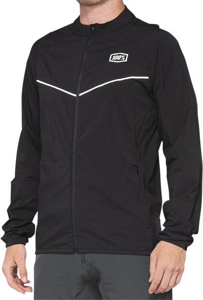 100% Corridor Stretch Windbreaker Jacket - Black - Medium 40042-00001