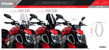 PUIG New Generation Adjustable Touring Windscreen for Ducati Diavel V4