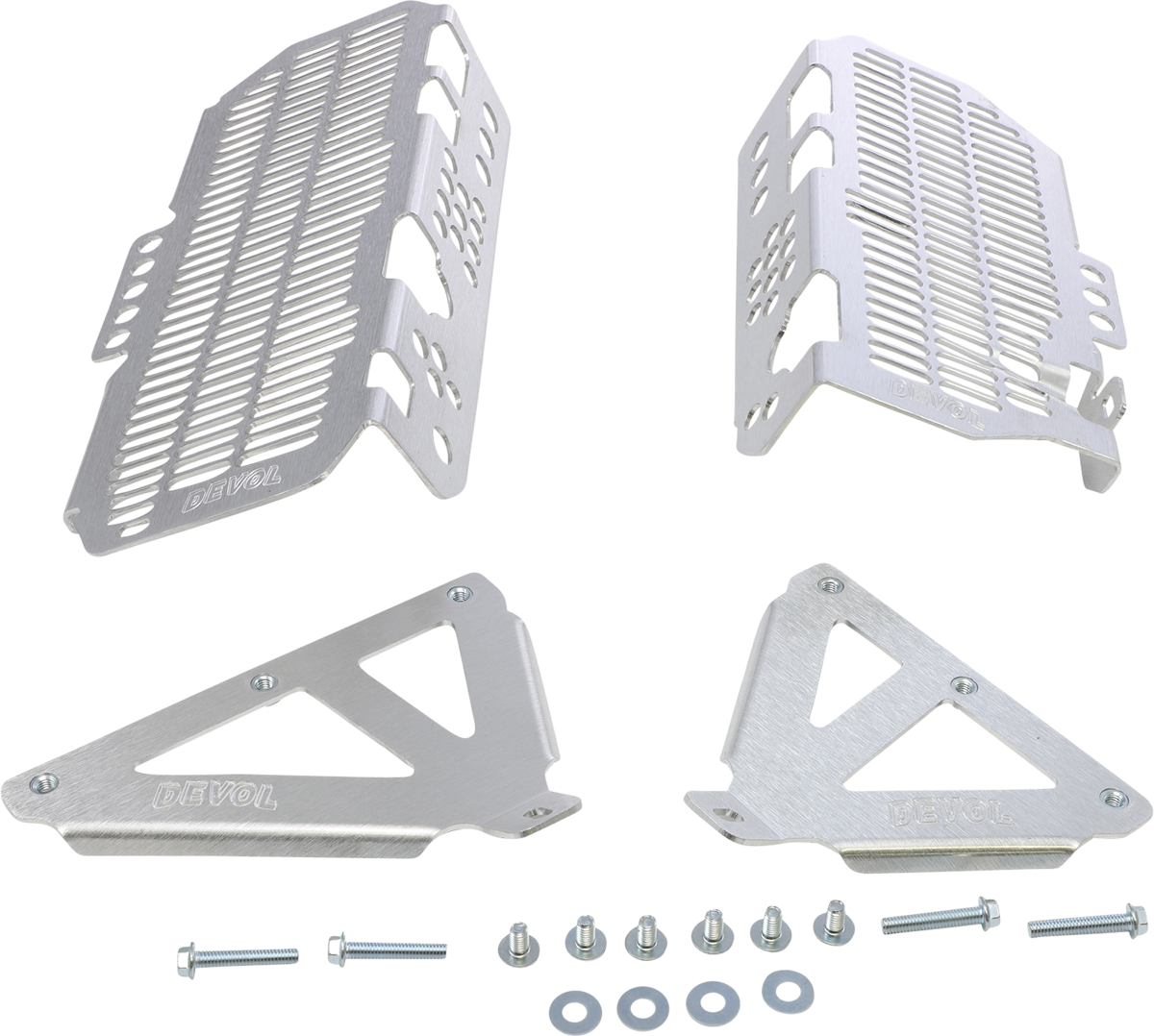 DEVOL Radiator Guards - Brushed Aluminum - Kawasaki 0101-2511