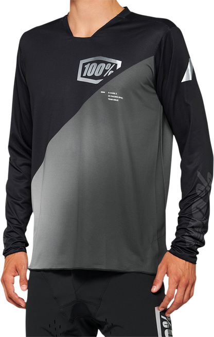 100% R-Core X Long-Sleeve Jersey - Black/Gray - Small 40000-00000