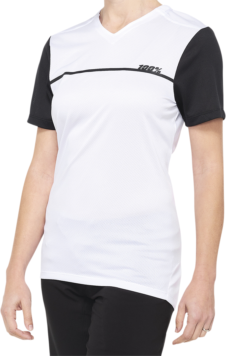 100% Women's Ridecamp Short-Sleeve Jersey - White/Black - XL 40035-00011
