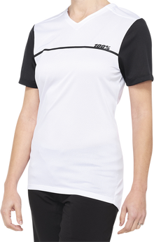 100% Women's Ridecamp Short-Sleeve Jersey - White/Black - XL 40035-00011