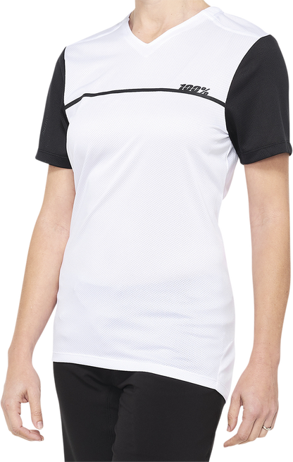 100% Women's Ridecamp Short-Sleeve Jersey - White/Black - XL 40035-00011