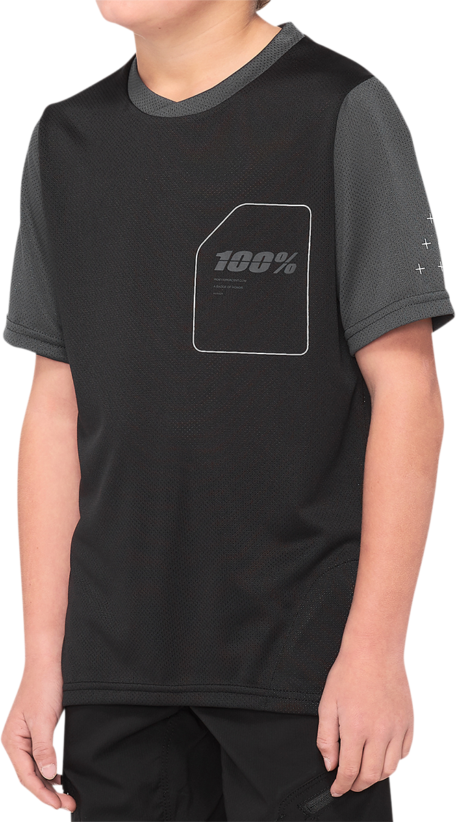 100% Youth Ridecamp Short-Sleeve Jersey - Black/Charcoal - Small 40031-00000