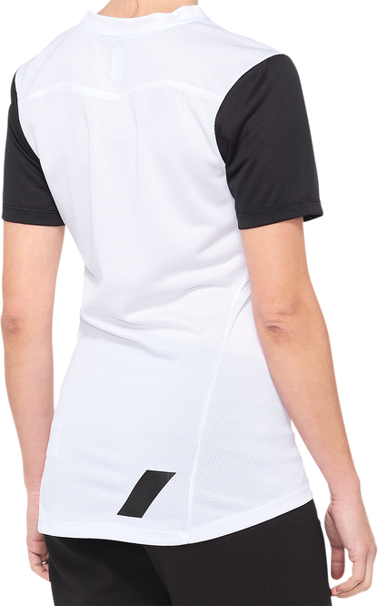 100% Women's Ridecamp Short-Sleeve Jersey - White/Black - XL 40035-00011