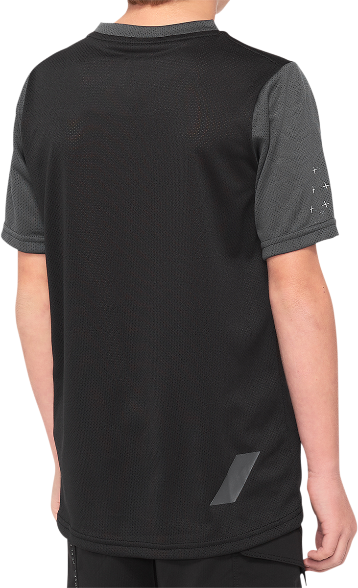 100% Youth Ridecamp Short-Sleeve Jersey - Black/Charcoal - Small 40031-00000