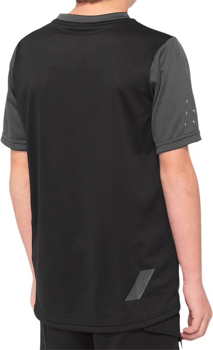 100% Youth Ridecamp Short-Sleeve Jersey - Black/Charcoal - Small 40031-00000