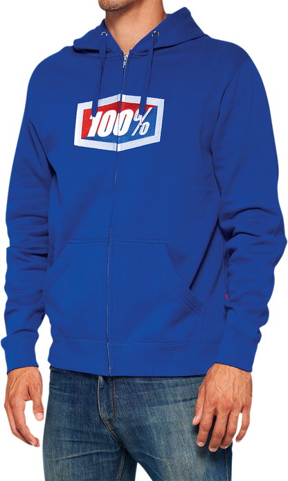 100% Official Fleece Zip-Up Hoodie - Royal - Small 20032-00020