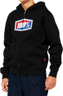 100% Youth Official Zip Hoodie - Black - Small 20033-00000