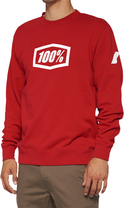 100% Icon Long-Sleeve Fleece Sweatshirt - Red - Medium 20026-00011