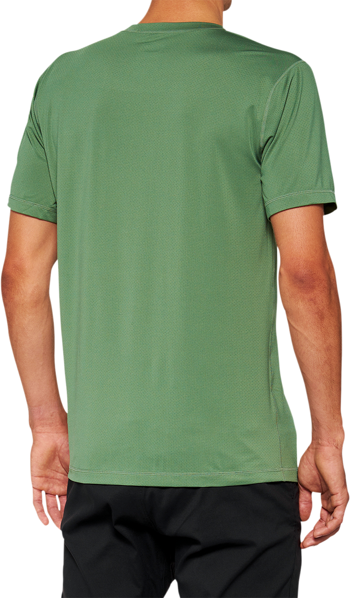 100% Mission Athletic T-Shirt - Olive - Small 20014-00015