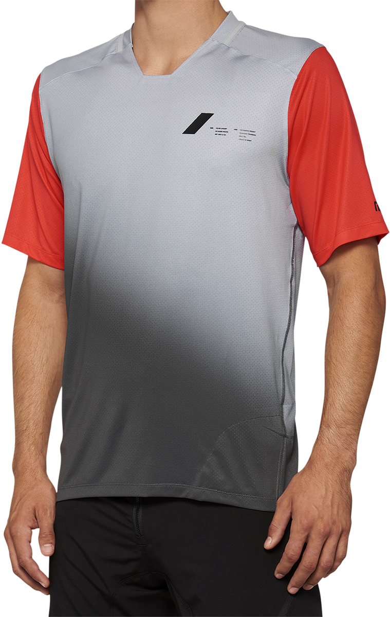 100% Celium Short-Sleeve Jersey - Gray/Racer Red - Small 40011-00010