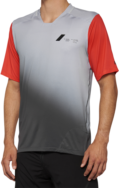100% Celium Short-Sleeve Jersey - Gray/Racer Red - Small 40011-00010