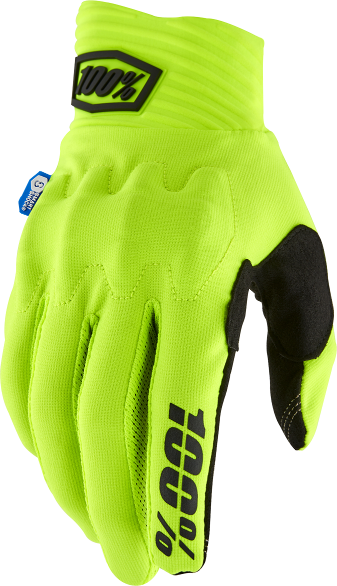 100% Cognito Smart Shock Gloves - Fluorescent Yellow - Small 10014-00040