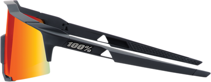 100% Speedcraft Sunglasses - Soft Tact Black - HiPER Red Multilayer Mirror Lens 60007-00008