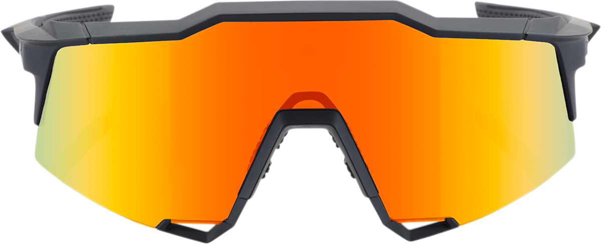 100% Speedcraft Sunglasses - Soft Tact Black - HiPER Red Multilayer Mirror Lens 60007-00008