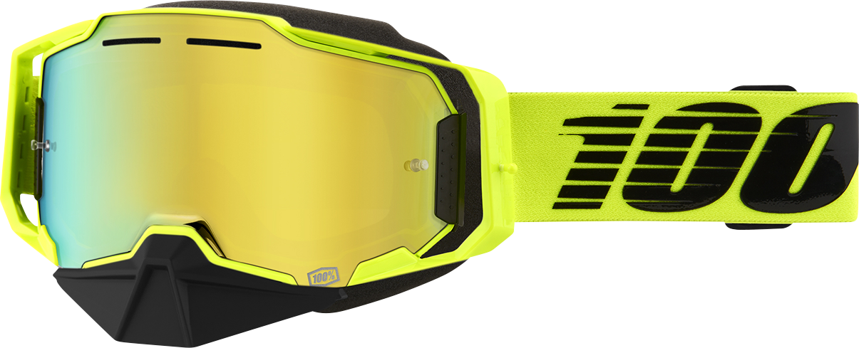 100% Armega Snow Goggle - Nuclear Citrus - Gold Mirror Lens 50008-00003