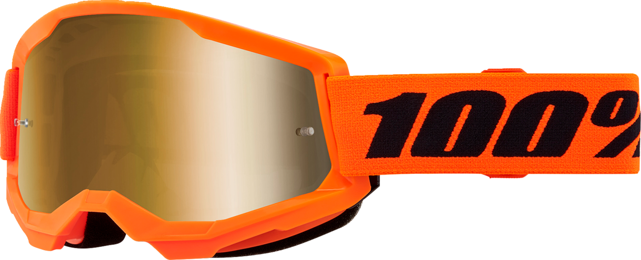 100% Strata 2 Goggle - Neon Orange - True Gold Mirror Lens 50028-00015