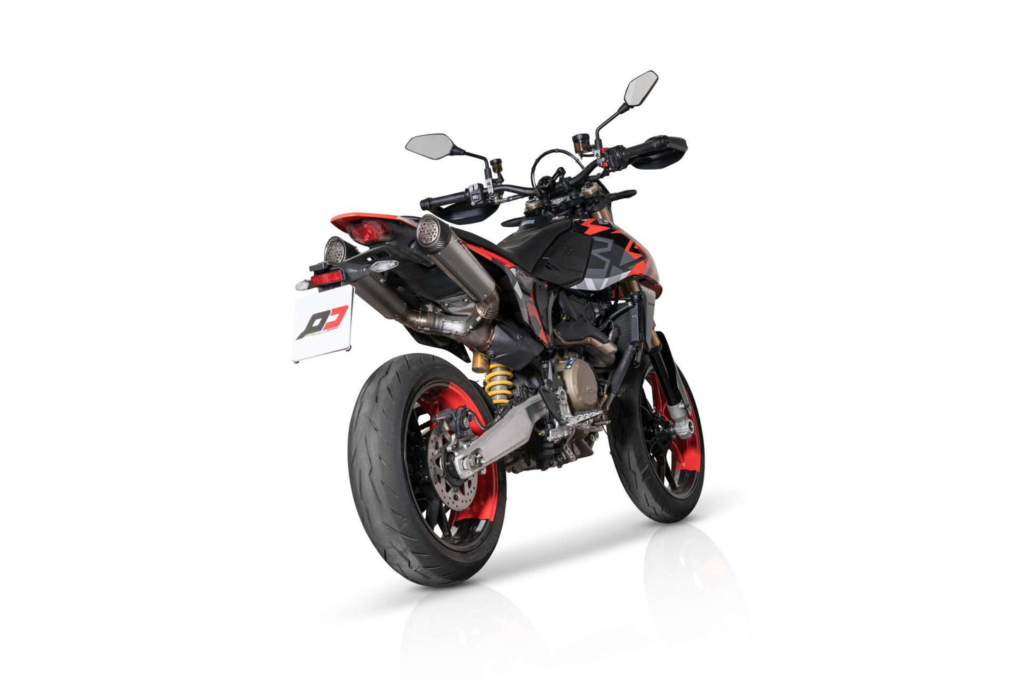 QD Exhaust Tricone Ti and Carbon & DARK MATTER Slip-ons for the Ducati Hypermotard 698 Mono
