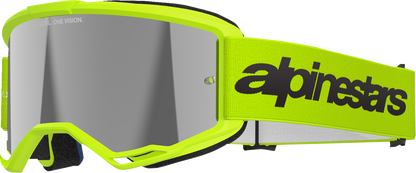ALPINESTARS GOGGLES Vision 3 Goggle - Wordmark - Yellow Fluo - Silver Mirror Lens 5103225-5299