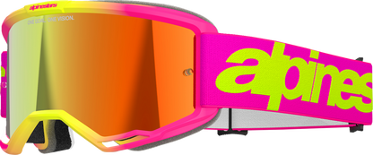 ALPINESTARS GOGGLES Vision 5 Goggle - Wordmark - Pink/Yellow Fluo - Red Mirror Lens 5102425-3085
