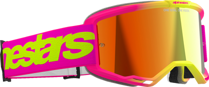 ALPINESTARS GOGGLES Vision 5 Goggle - Wordmark - Pink/Yellow Fluo - Red Mirror Lens 5102425-3085
