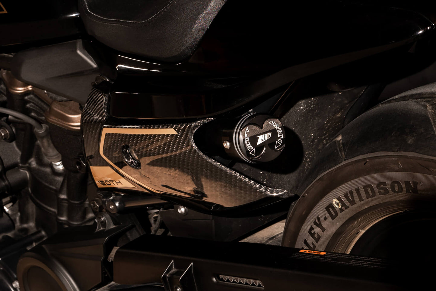 Zard 120th ANNIVERSARY LIMITED EDITION Carbon Fiber Radiator Covers, Front Fender, Side Panel, Billet Radiator Cap and Rear Suspension Knob Kit for Harley Davidson Sportster S 1250