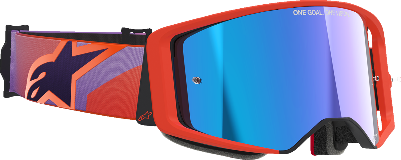 ALPINESTARS GOGGLES Supertech Vision Goggle - Corp - Hot Coral Purple - Blue Mirror Lens 5100326-414