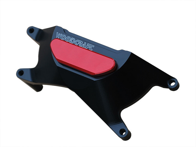 WOODCRAFT Yamaha FZ-09 (MT-09), FJ-09 Tracer, and XSR900 RHS Clutch Cover Protector Assembly Black  with Rubber Pad and Skid Plate Kit