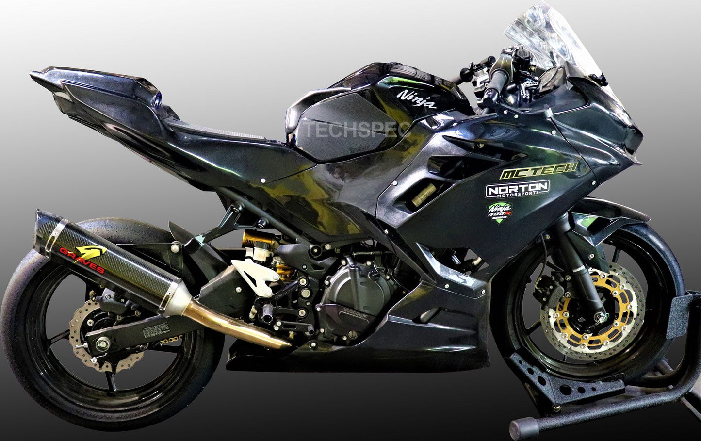 TechSpec Tank Extender and Tank Grip Pads for the Kawasaki Ninja 400 / 500 & Z400 / Z500