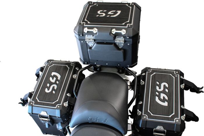 TechSpec Pannier Lid Guards for the BMW R 1200 GS (14+) BLACK on GRAY, COMBO KIT, RIGHT, LEFT & TAIL