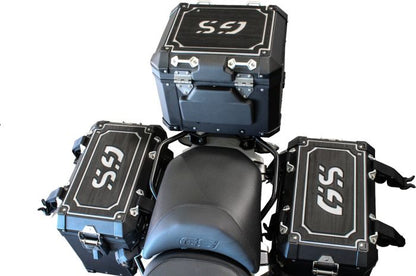TechSpec Pannier Lid Guards for the BMW R 1200 GS (14+) BLACK on GRAY, COMBO KIT, RIGHT, LEFT & TAIL