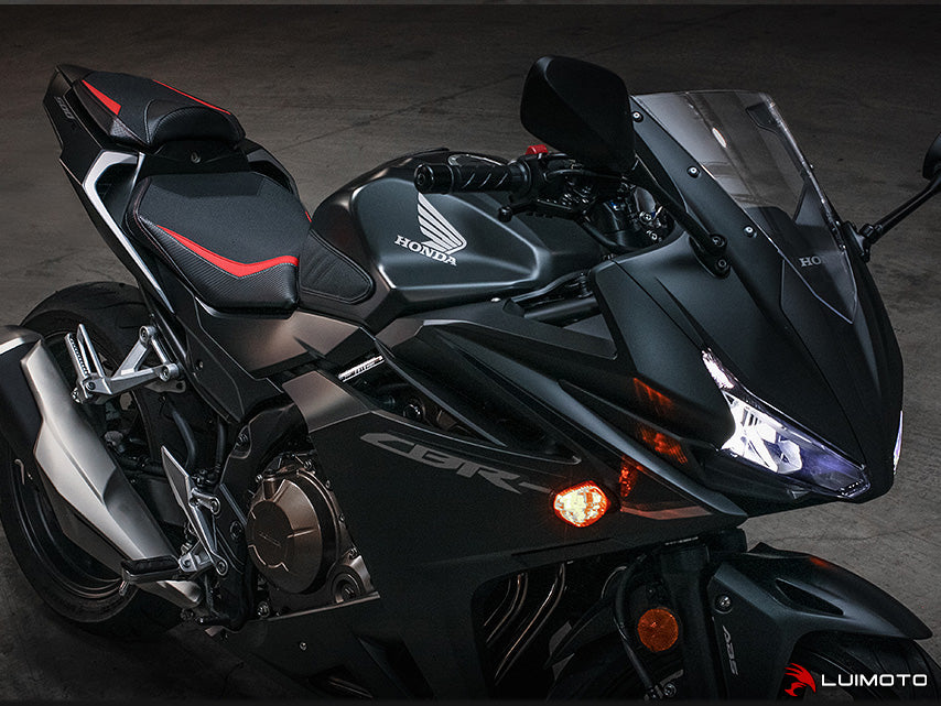 LUIMOTO Styleline Rider Seat Cover for the Honda CBR500R (2016+), CB500F (16-20), and CBR400R (16-18)