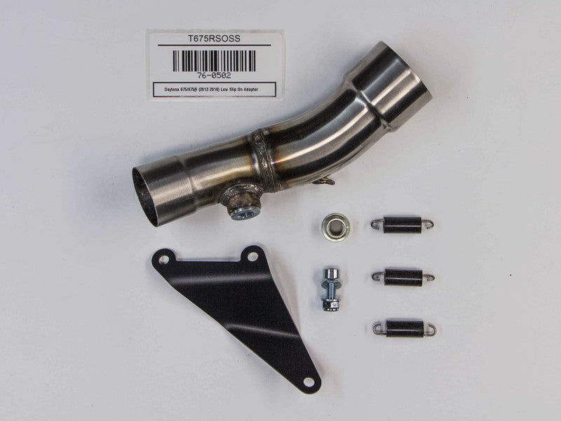 Hindle Truimph 675 / 675R (13+) Slipon Adapter Slipon Adapter w/hanger with Evolution Titanium Muffler w/Black Ceramic Tip