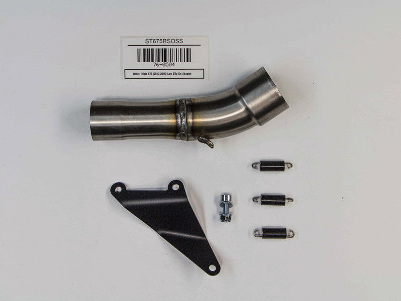 Hindle Exhaust for Truimph Street Triple (13+) Slipon Adapter Slipon Adapter w/hanger with Evolution Titanium Muffler w/Black Ceramic Tip