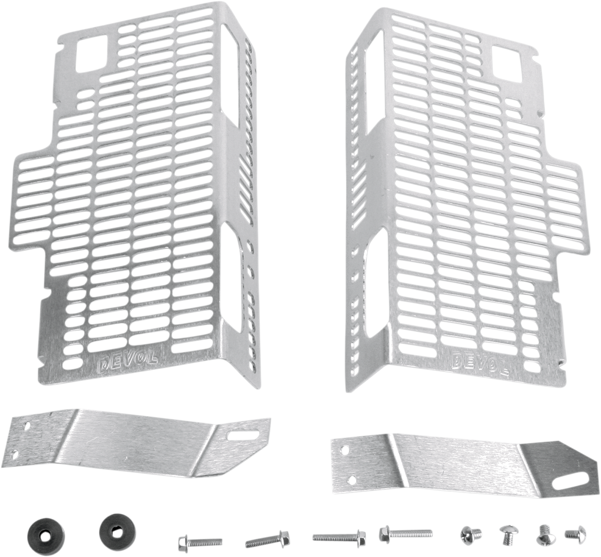 DEVOL Radiator Guards - Brushed Aluminum - Honda 0101-1202