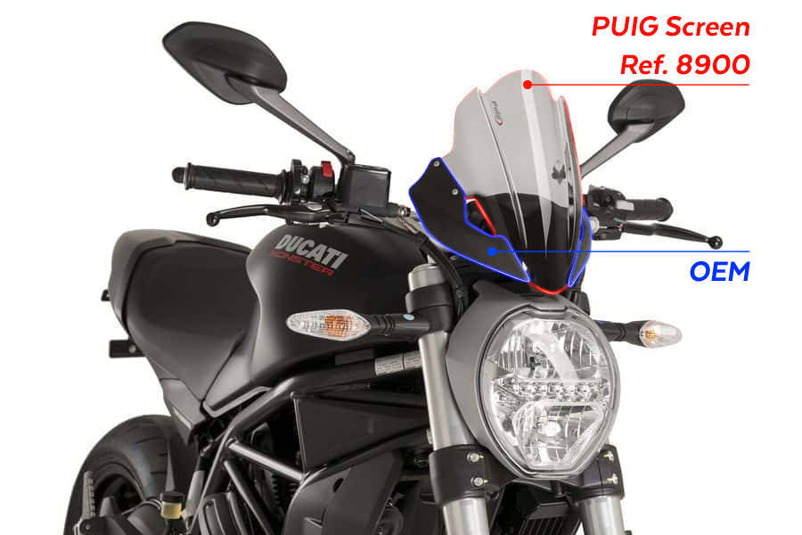 PUIG New Generation Sport Windscreen for Ducati Monster 797 / 821 / 1200 / S / R