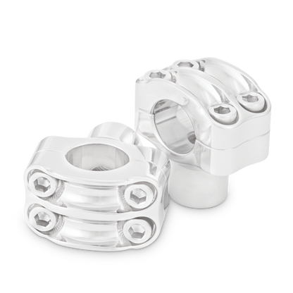 Burly Brand Reaper Riser Clamp 1-1/2in Tall for 1-1/4in Bar, Set - Chrome