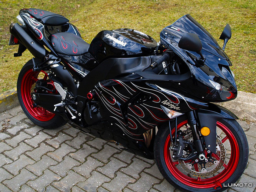 LUIMOTO (Flame Edition) Passenger Seat Cover for the KAWASAKI ZX-10R (06-07)