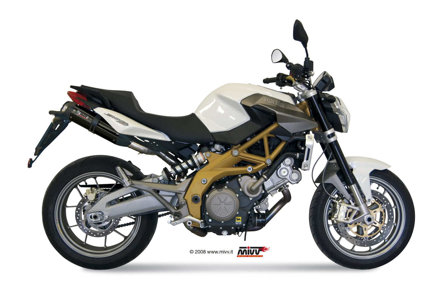 MIVV 2 Slip-on, Suono Black, Standard Exhaust For Aprilia Shiver 750 2008-2016