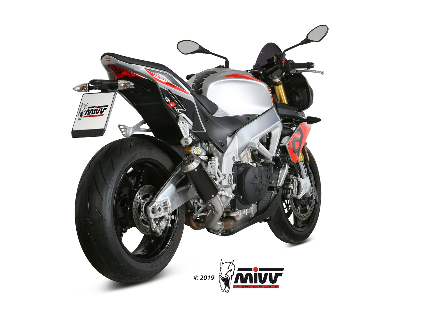 MIVV Slip-on, MK3 Black, Standard Exhaust For Aprilia Tuono V4 1100 2018-2020