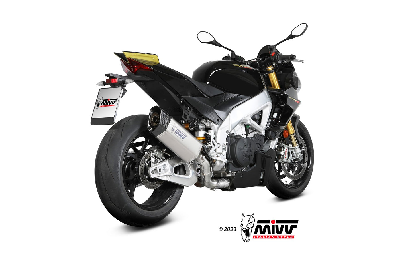 MIVV Slip-on, SR-1 Titanium, Standard Exhaust For Aprilia Tuono V4 1100 2021-2023