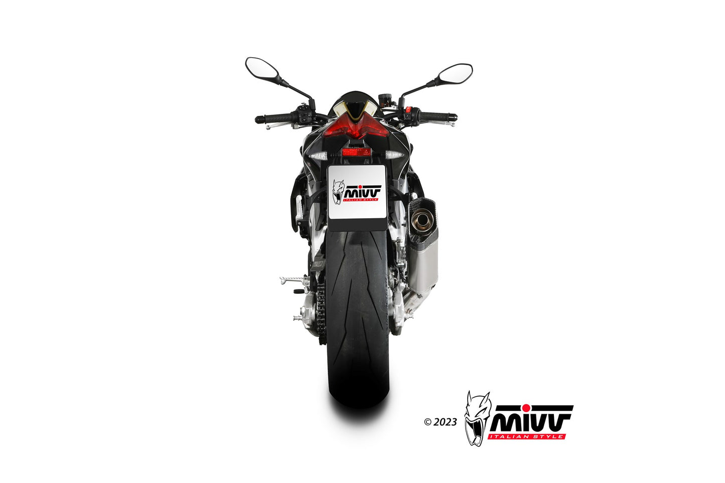 MIVV Slip-on, SR-1 Titanium, Standard Exhaust For Aprilia Tuono V4 1100 2021-2023