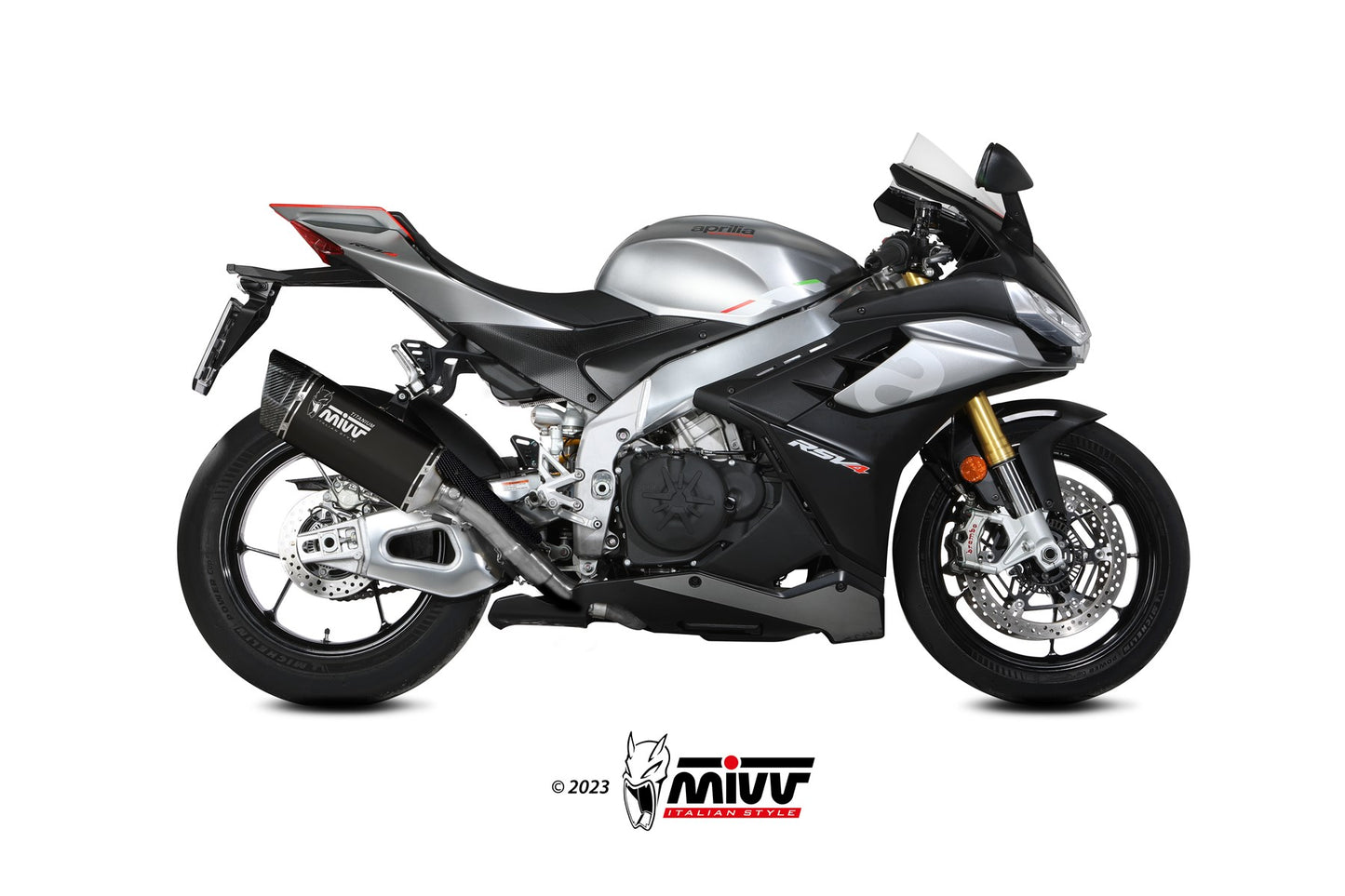 MIVV Slip-on, SR-1 Black Titanium, Standard Exhaust For Aprilia RSV4/Tuono V4 1100 2021-2023