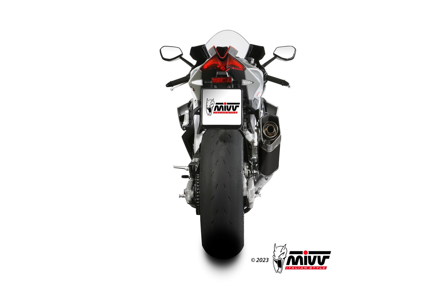 MIVV Slip-on, SR-1 Black Titanium, Standard Exhaust For Aprilia RSV4/Tuono V4 1100 2021-2023