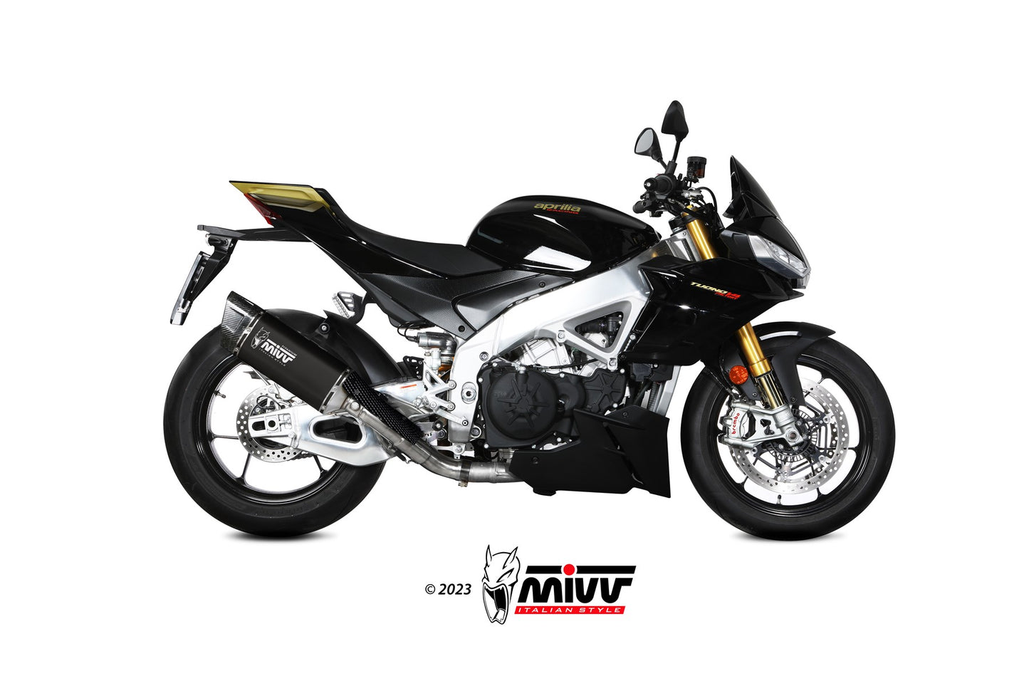 MIVV Slip-on, SR-1 Black Titanium, Standard Exhaust For Aprilia RSV4/Tuono V4 1100 2021-2023