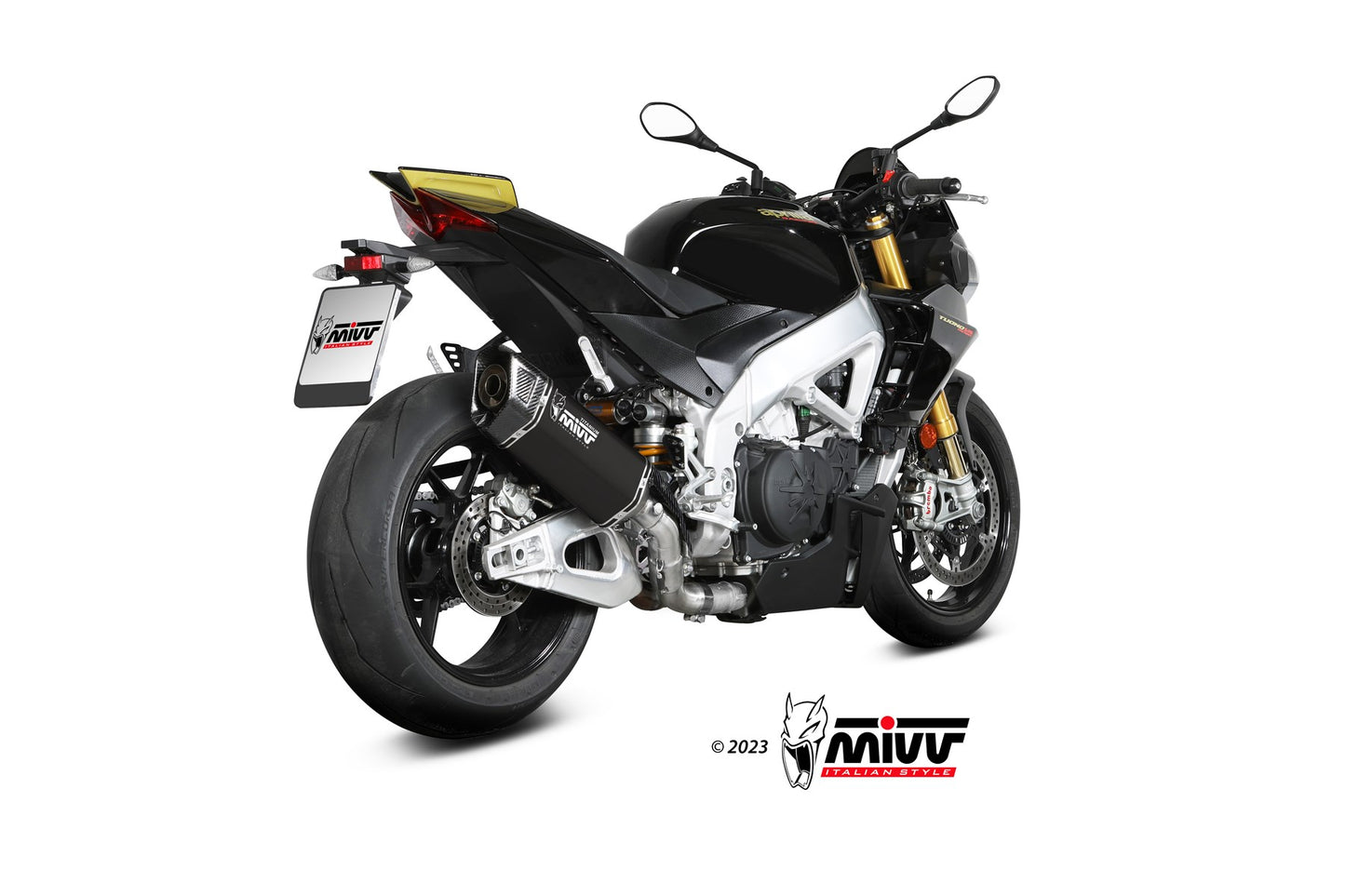 MIVV Slip-on, SR-1 Black Titanium, Standard Exhaust For Aprilia RSV4/Tuono V4 1100 2021-2023